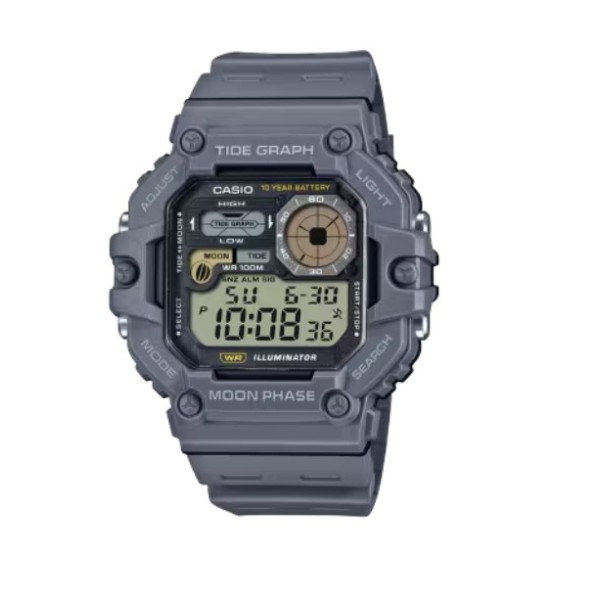 Casio Moon Phase Grey Band Digital Watch for Unisex - WS-1700H-8AVDF