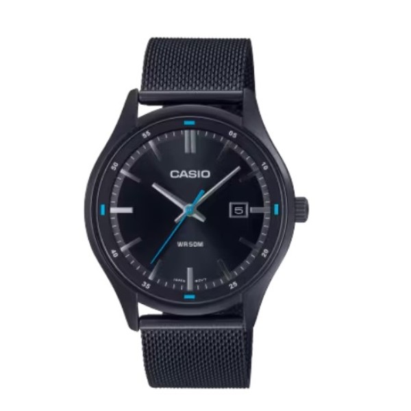 Casio Black Dial Stainless-Steel Mesh Band Analog Watch for Men - MTP-E710MB-1AVDF