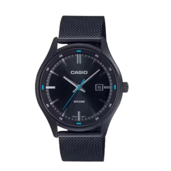 Casio Black Dial Stainless-Steel Mesh Band Analog Watch for Men - MTP-E710MB-1AVDF