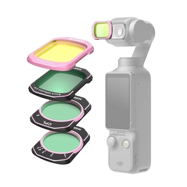 Telesin Filter kit (CPL+VND2-32+ Black Diffusion 1/4+Cool Rose) for DJI Osmo Pocket 3/4 - S5-FLT-62-TDJ