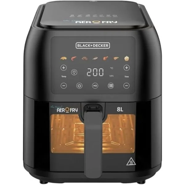 Black & Decker Slim and Sleek Fully Digital 8L 1700W Window AirFryer - SAF80W-B5