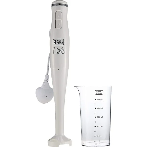 Black & Decker 300W, 2 Speed Stick Hand Blender, White - SB2500-B5