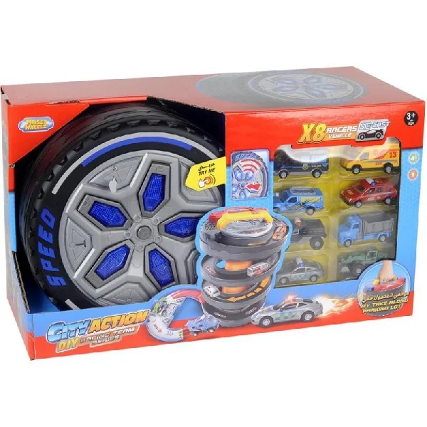 Snapkid Racing Team Toy Set with City Action Carrying Case - SK-571JB
