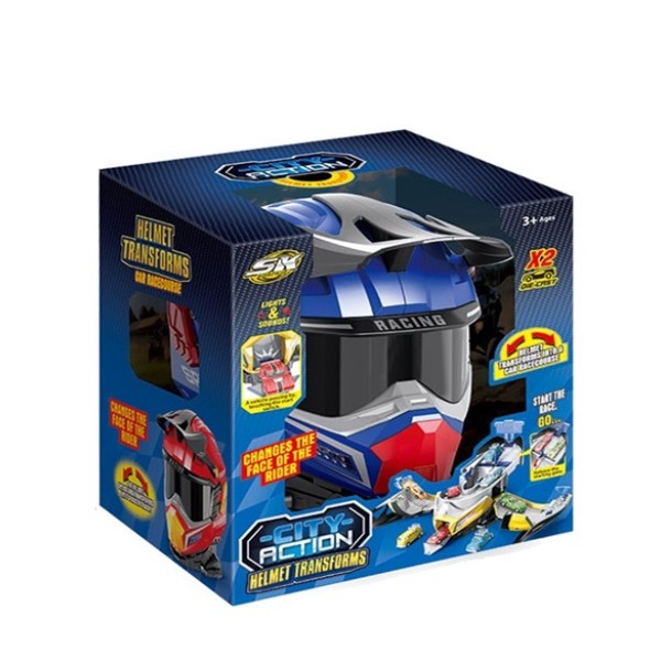 Snapkid Helmet Transforms Racetrack Playset, Blue - SK-637JB