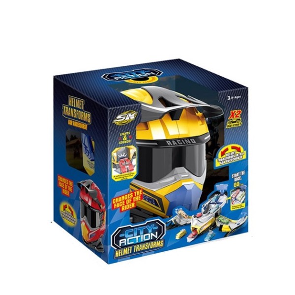 Snapkid Helmet Transforms Racetrack Playset, Yellow - SK-637SB