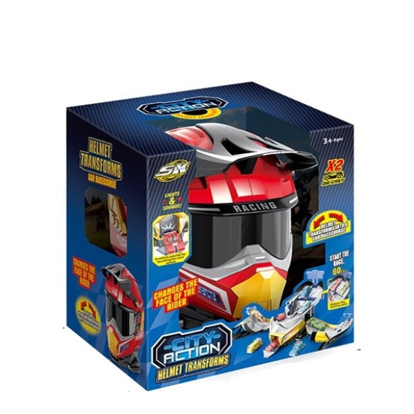 Snapkid Helmet Transforms Racetrack Playset, Red - SK-637XB