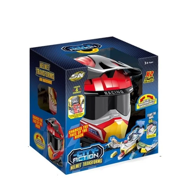 Snapkid Helmet Transforms Racetrack Playset, Red - SK-637XB