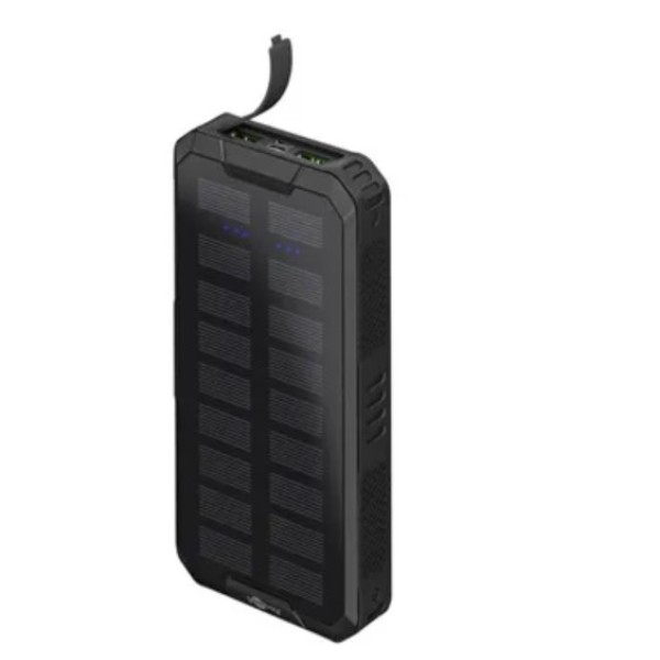 Fast Solar Charger USB-C, USB Power Bank 60000mAh, - Black