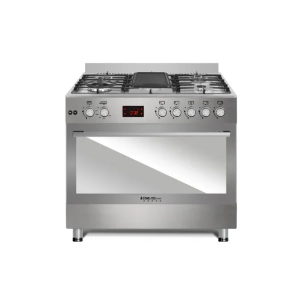 Startec 5 Burner Gas Cooker 90x60cm Deluxe with Grill, Inox - ST-TLF90-DELUXE