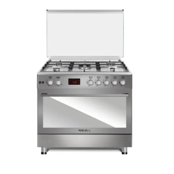 Startec 5 Burner Gas Cooker 90x60cm with Grill, Auto Ignition & Digital Timer, Inox - ST-TSF90
