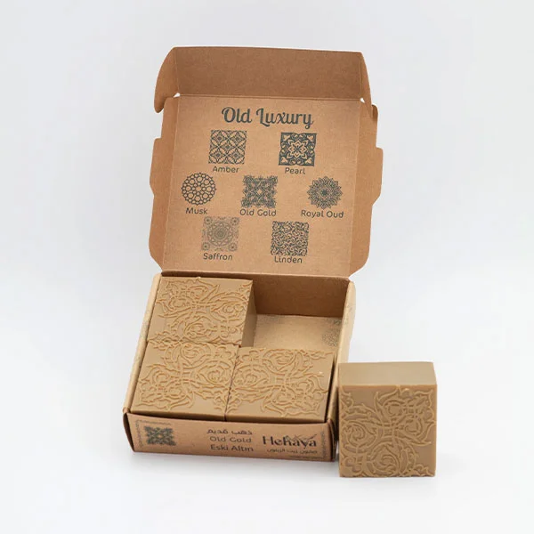 HEKAYA Natural Olive Oil Soap Bars with Organic Ingredients, Mixed Oud Oil Scent Old Gold, Pack of 4 - HEKAYA-MIXED-OUD-OIL