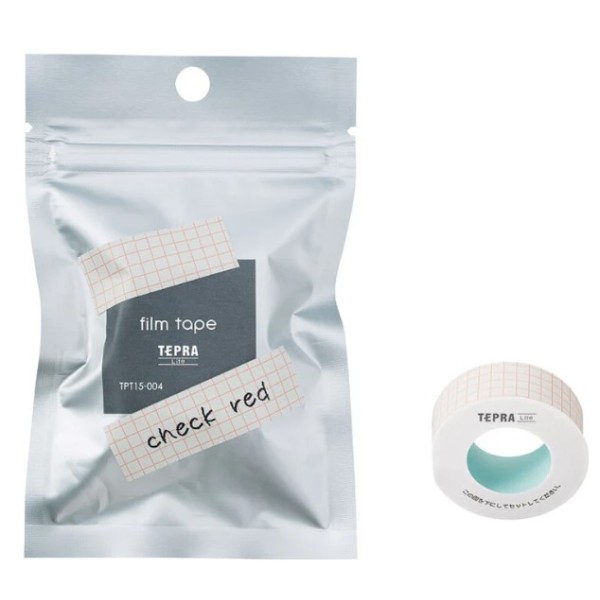 King Jim TEPRA Lite 15mm Film Tape (Check Red) - TPT15-004