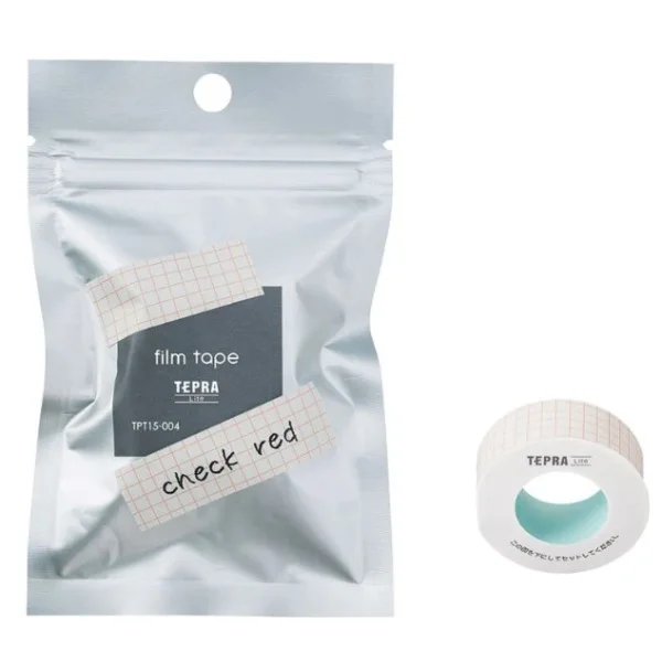 King Jim TEPRA Lite 15mm Film Tape (Check Red) - TPT15-004