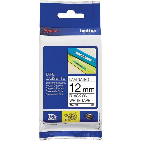 Brother 12mm Size Label Tape Black/White Label Tape - TZE-231