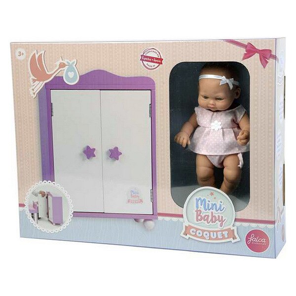Falca Mini Baby Coquet Wooden Wardrobe With A Doll Size 28cm - 28006-F