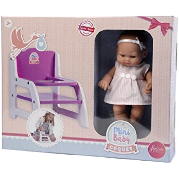 Falca Mini Baby Coquet Wooden High Chair with A Doll Size 28cm - 28008-F