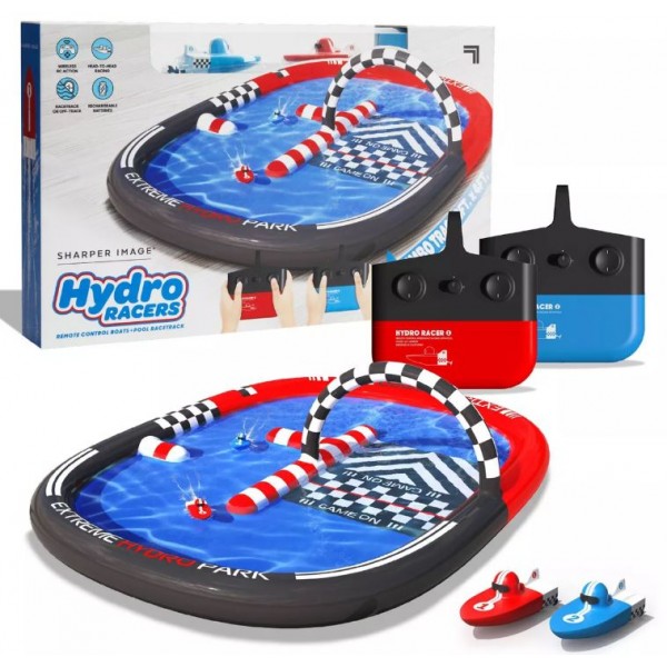 Sharper Image Hydro Park Remote Control Boat Set with Racers and Pool Track - 1212010021-T