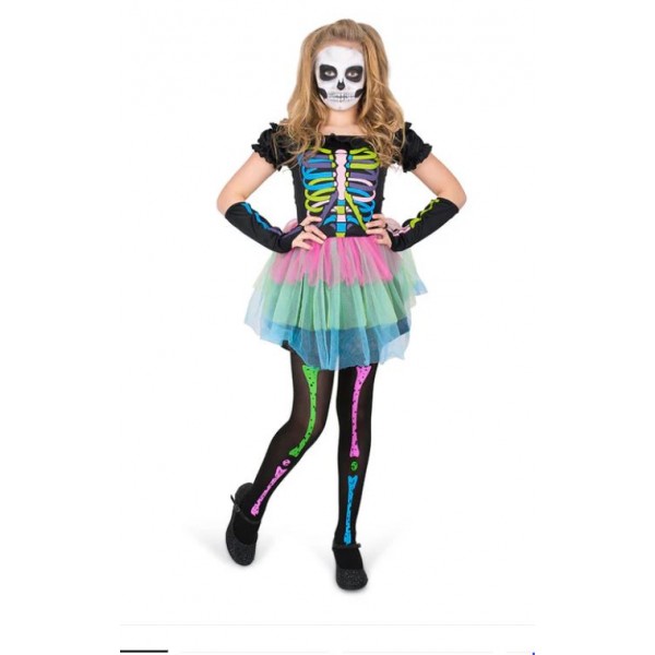 Neon Skeleton Tutu Halloween Costume Set for Girls - 84515