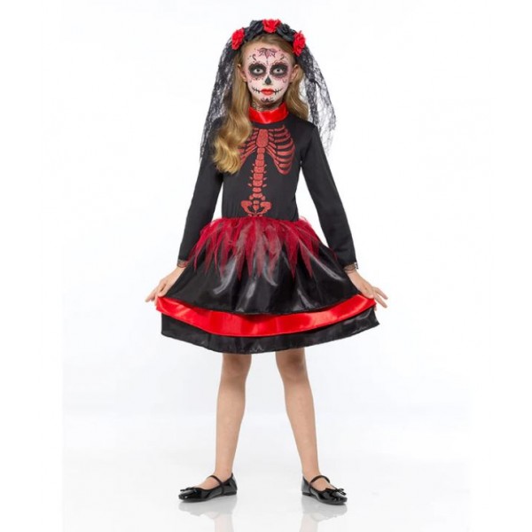 Red Day of the Dead Senorita Halloween Costume for Girls - 84607