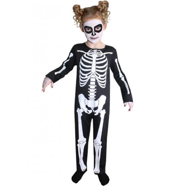 Skeleton Jumpsuit Kids Halloween Costume for Girls - 84621