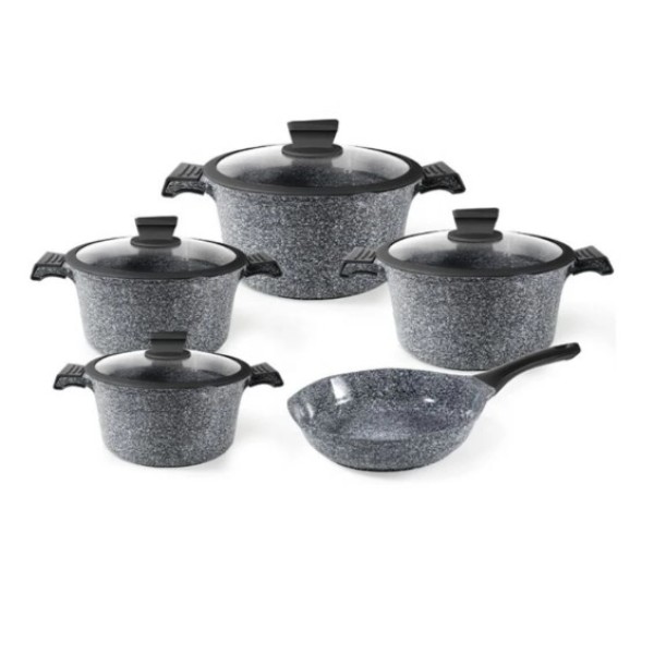 OSFE UMC Marble Cookware Set of 17Pcs, Grey - UMC104