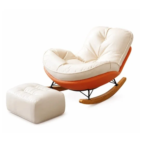 Black Bull Steel Recliner Rocking Chair with Ottoman - UMLC202