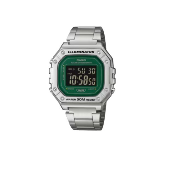 Casio Casual Design, Stainless Steel Band, Digital Watch for Men - W-218HD-3AVDF