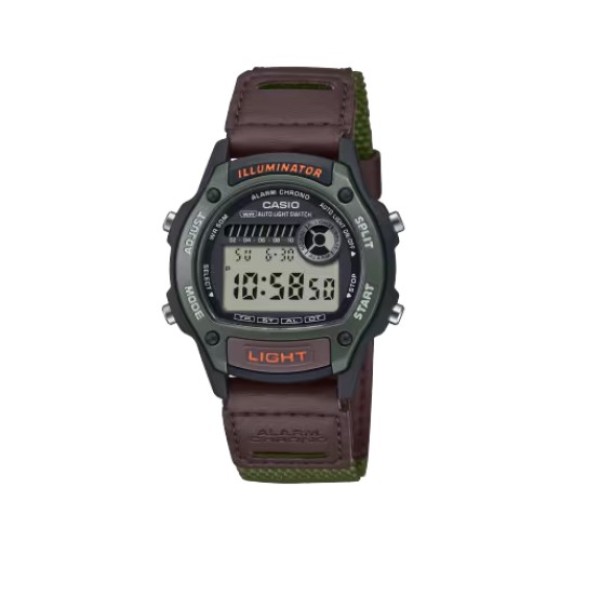 Casio Brown Green Band, Digital Watch for Unisex - W-220HF-3AVDF