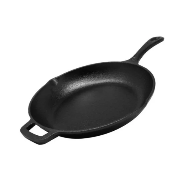 Westinghouse 26 cm Pre-Seasoned Cast Iron Skillet with Pour Spouts - Black