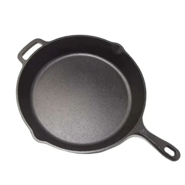 Westinghouse 30 cm Pre-Seasoned Cast Iron Skillet with Helper Handle and Pour Spouts - Black