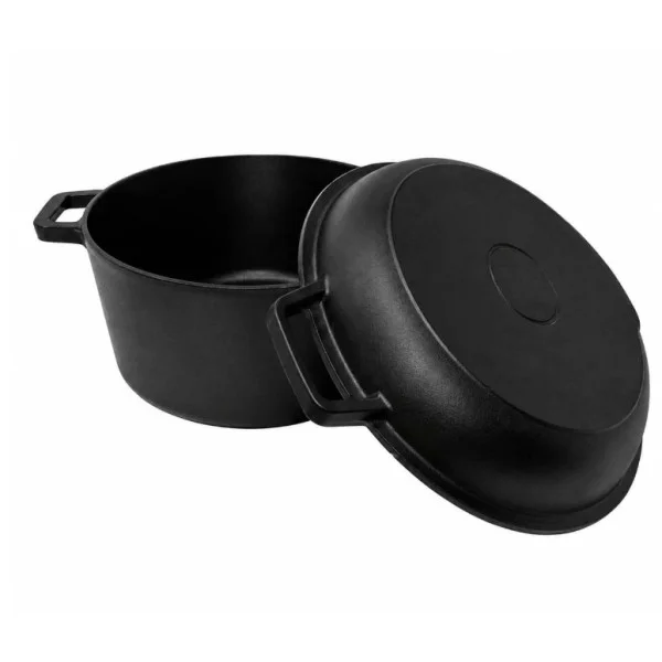 Westinghouse 5-Quart Pre-Seasoned Cast Iron Dutch Oven with 10.25-Inch Skillet Lid - Black