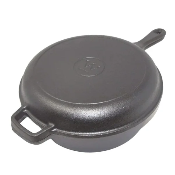 Westinghouse 3-Quart Pre-Seasoned Cast Iron Dutch Oven with 26cm Skillet Lid - Black