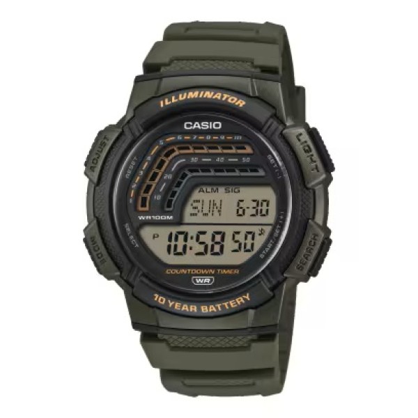 Casio Youth Green Band Digital Watch for Unisex - WS-1800-3AVDF