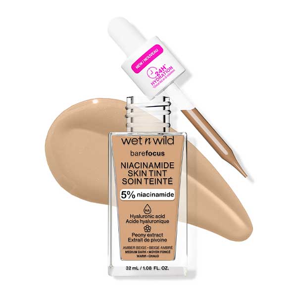 WET N WILD Bare Focus Niacinamide Skin Tint, Amber Beige