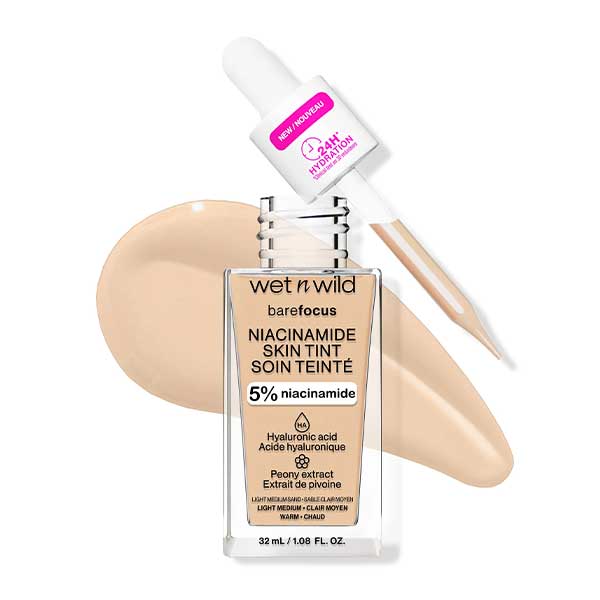 WET N WILD Bare Focus Niacinamide Skin Tint, Light Medium Sand