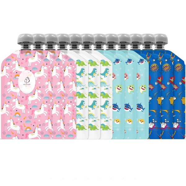 Buzio Reusable Food Pouches Packs of 12, for Kids 150ml - X002UGWA3D