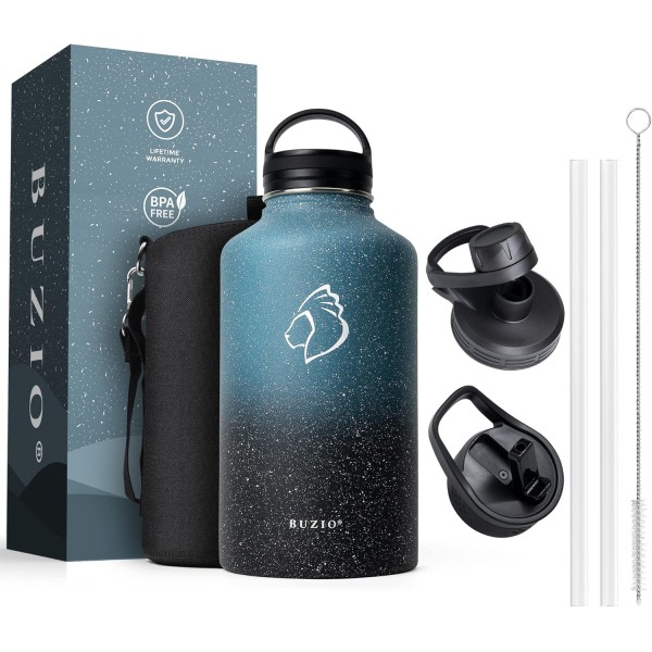 Buzio Trio Series Water Bottle with 3 Lids and Sleeve 1.9L, Starry Crush - X00494LPVH