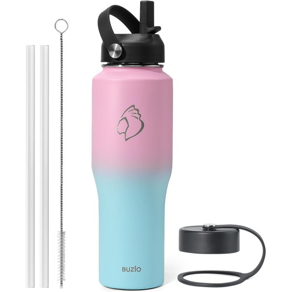 Buzio Trophy 32oz Stainless Steel Water Bottle, Bubble Gum - X00494QB2F