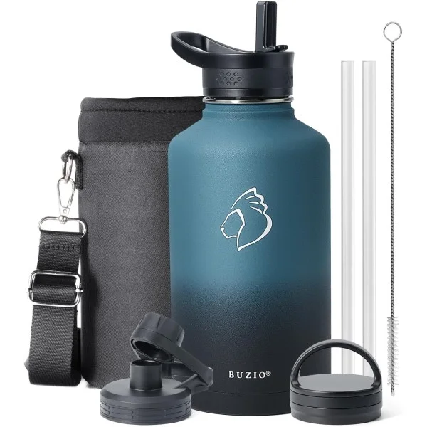 Buzio Trio Series Water Bottle with 3 Lids and Sleeve 1.9L, Indigo Crush - X00494STLB