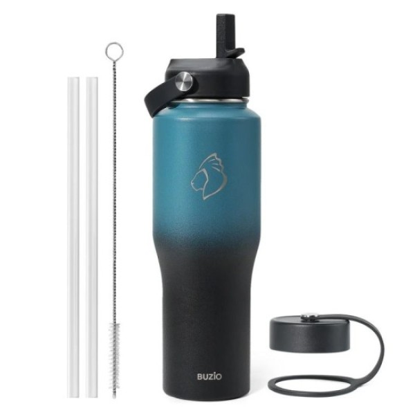 Buzio Trophy 32oz Stainless Steel Water Bottle, Indigo Crush - X00494STXJ