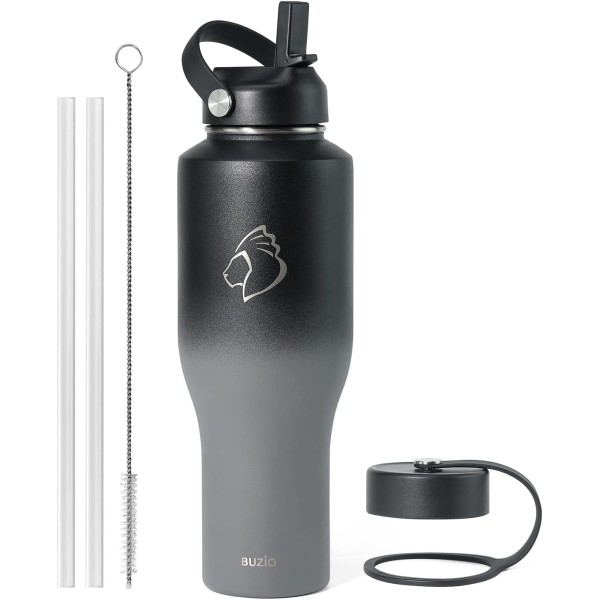 Buzio Trophy 40oz Stainless Steel Water Bottle, Shadow - X00494VCYR