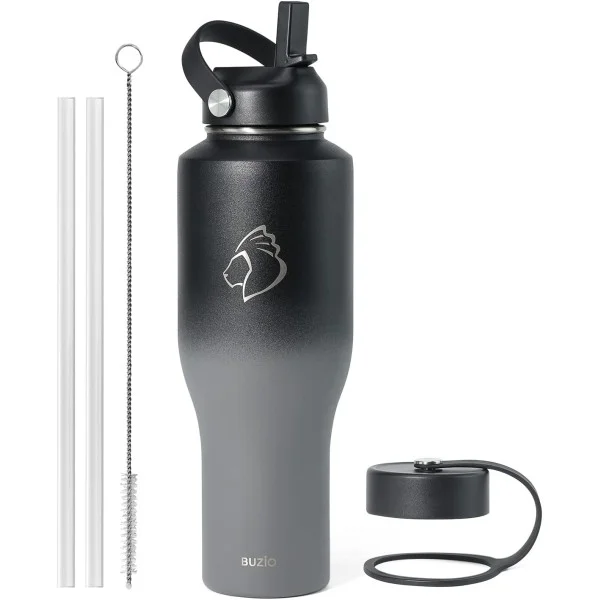 Buzio Trophy 40oz Stainless Steel Water Bottle, Shadow - X00494VCYR