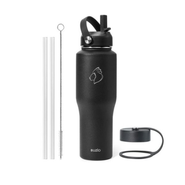 Buzio Trophy 32oz Stainless Steel Water Bottle, Black - X00494VD9L