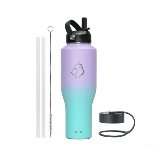 Buzio Trophy 40oz Stainless Steel Water Bottle, Purple Green - X00494VDBT