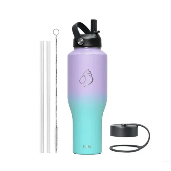 Buzio Trophy 40oz Stainless Steel Water Bottle, Purple Green - X00494VDBT