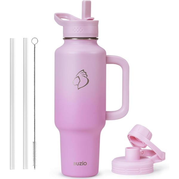 Buzio Trophy Series Handled Water Bottle for Car 1.2Litre, Pink - X0049LD5UT