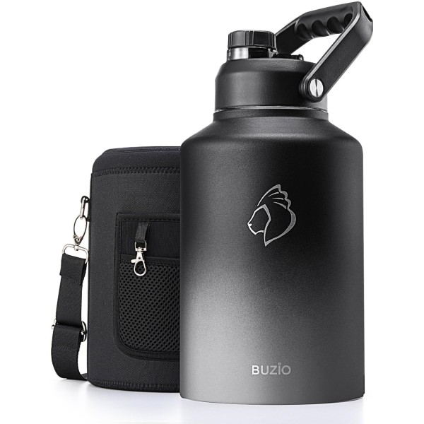 Buzio Rock Series One Gallon Jug with Spout Lid and Sleeve 3.8L, Shadow - X004LFMDPV