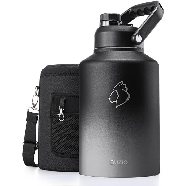 Buzio Rock Series One Gallon Jug with Spout Lid and Sleeve 3.8L, Shadow - X004LFMDPV