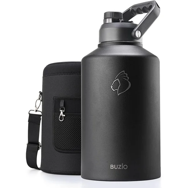 Buzio Rock Series 1.5 Gallon Jug with Spout Lid and Sleeve 5.8L, Black - X004LG6923