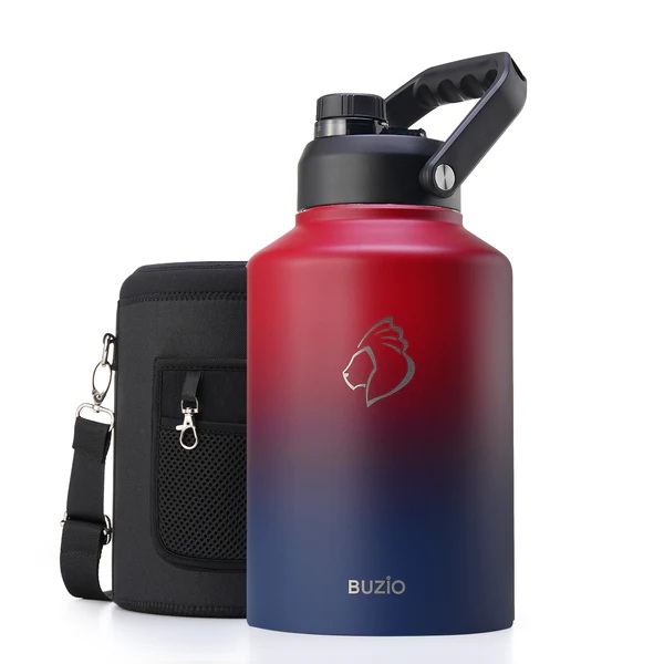 Buzio Rock Series One Gallon Jug with Spout Lid and Sleeve 3.8L, Ruby Red Navy - X004LG69WX